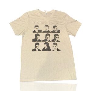 Michael Bublé Graphic T-Shirt Unisex L Cream Music Celebrity Tee
